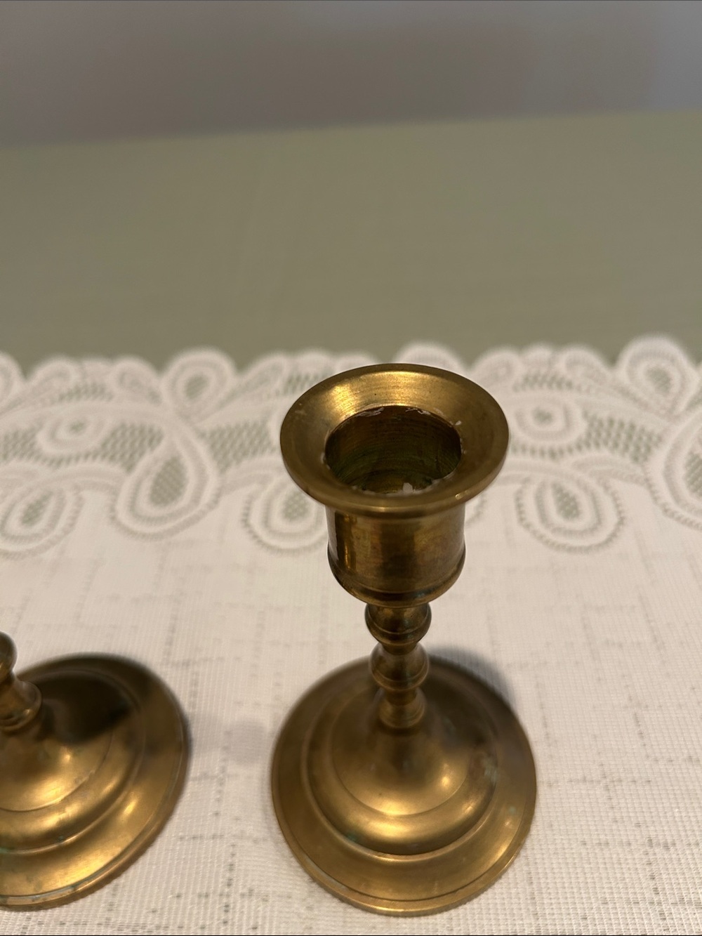 Set of 2 Brass Candle Holders with twisted taper candles. See pics for sizes - Picture 7 of 11